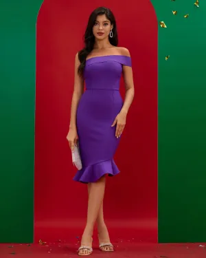 One Shoulder Fishtail Midi Bandage Dress