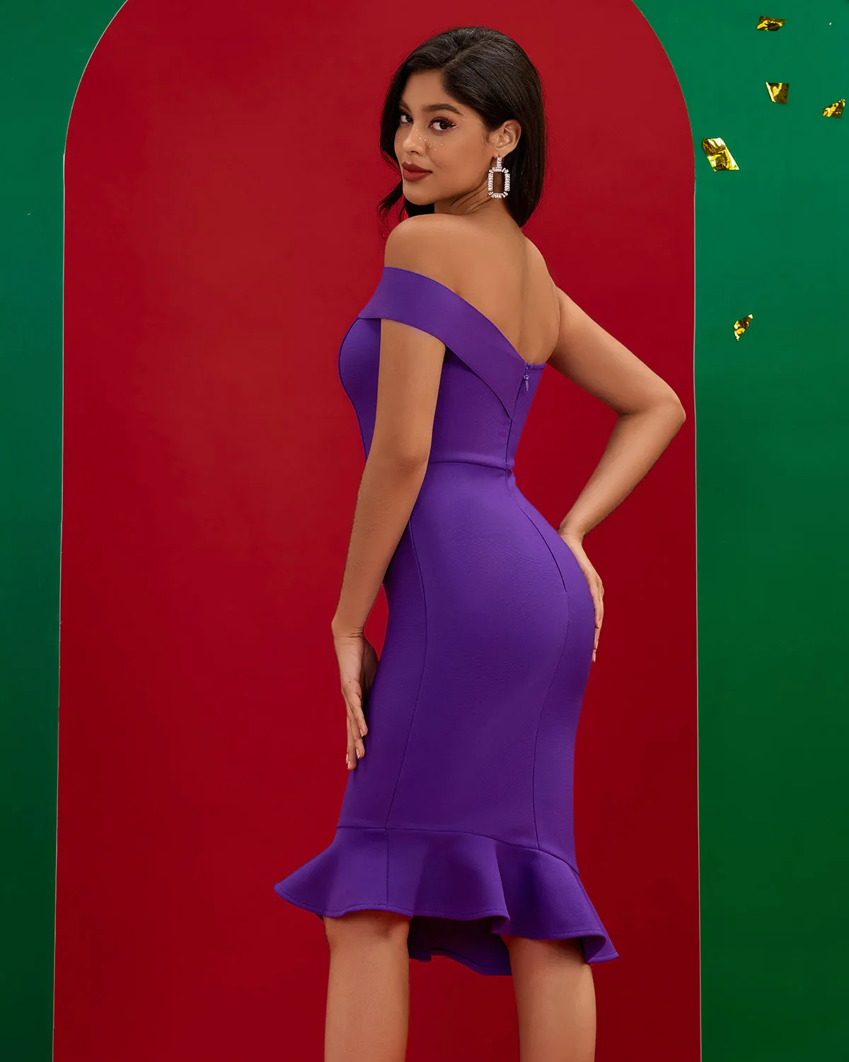 One Shoulder Fishtail Midi Bandage Dress