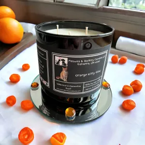 Orange Kitty Glow Candle, U.S. Handmade Scented Soy Candle, Clean Burn, Fruity Clementine Scent, Gift for Friend Mom Dad Co-Worker Sister