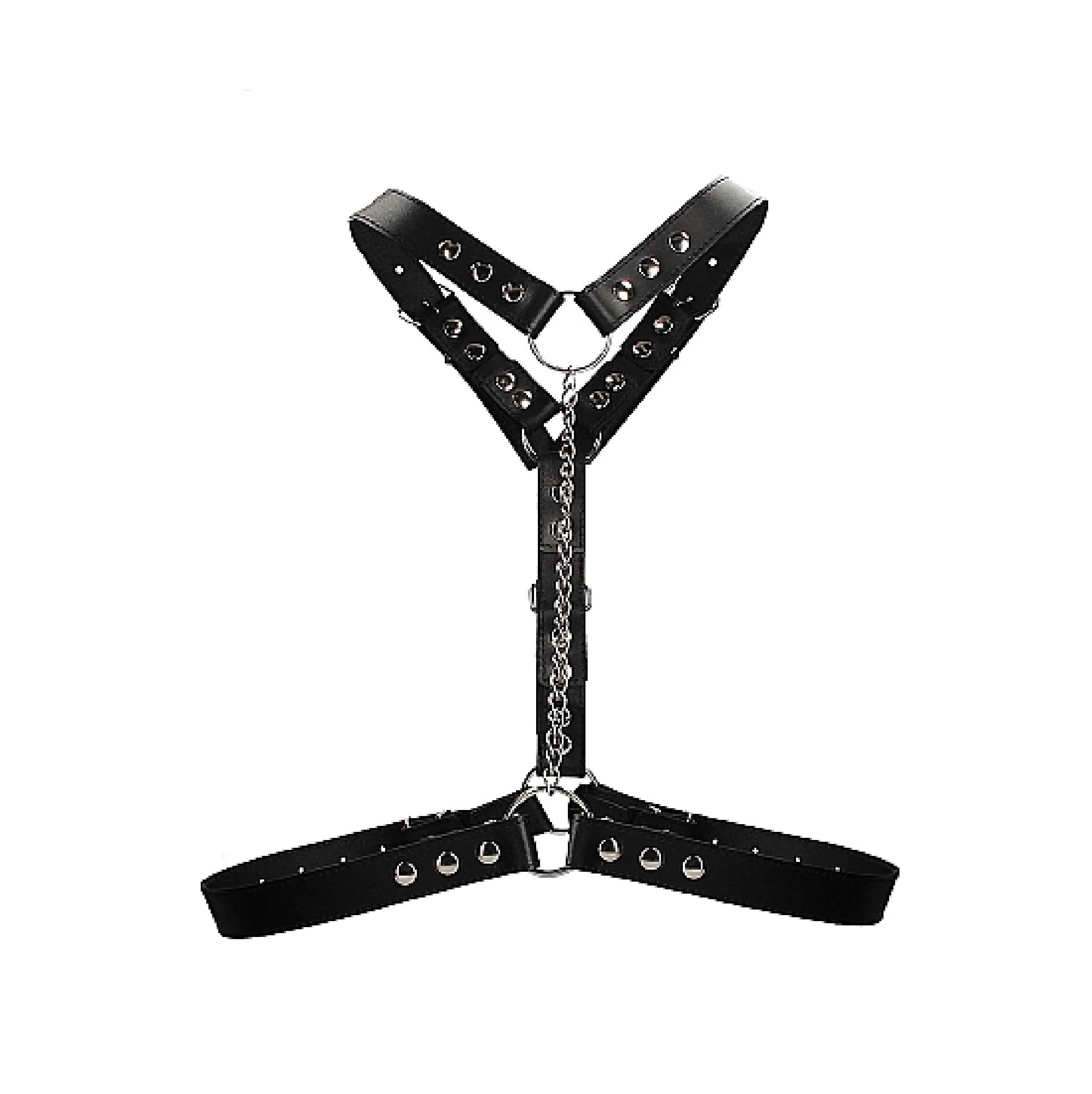 Ouch! Twisted Bit Black Leather Harness - One Size - Black