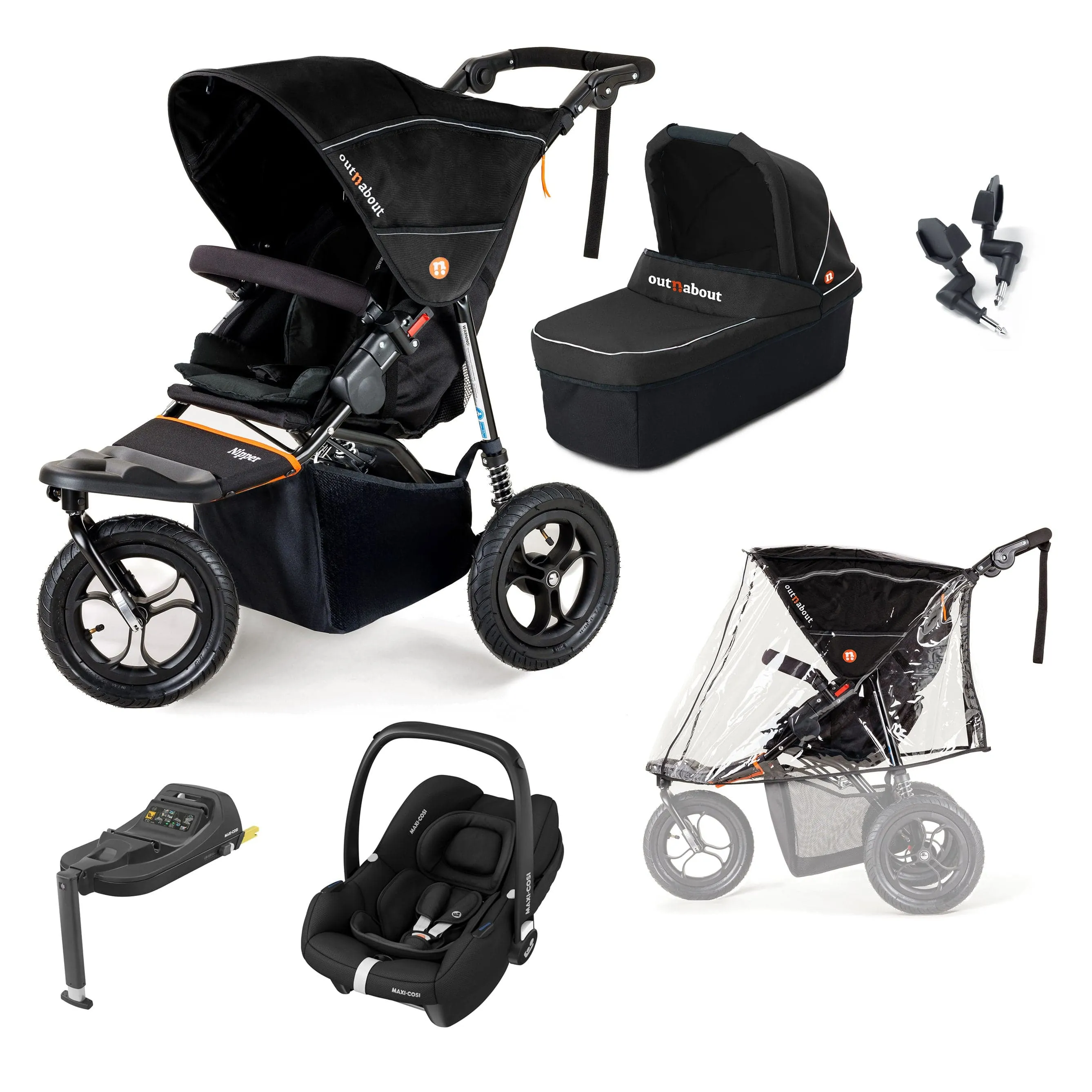 Out n About Nipper Single Maxi-Cosi Starter Bundle in Summit Black