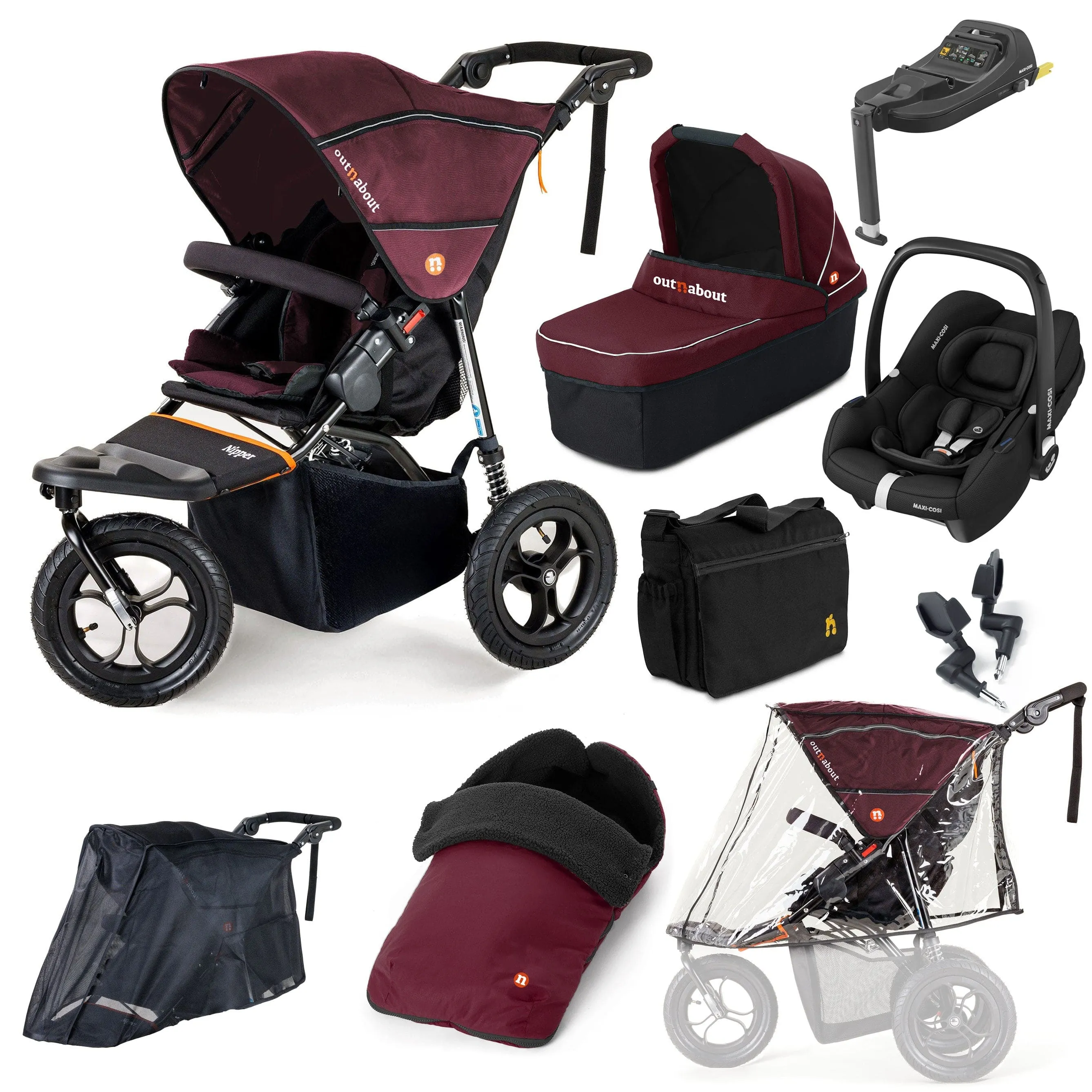 Out n About Nipper Single Maxi-Cosi Ultimate Bundle in Brambleberry Red