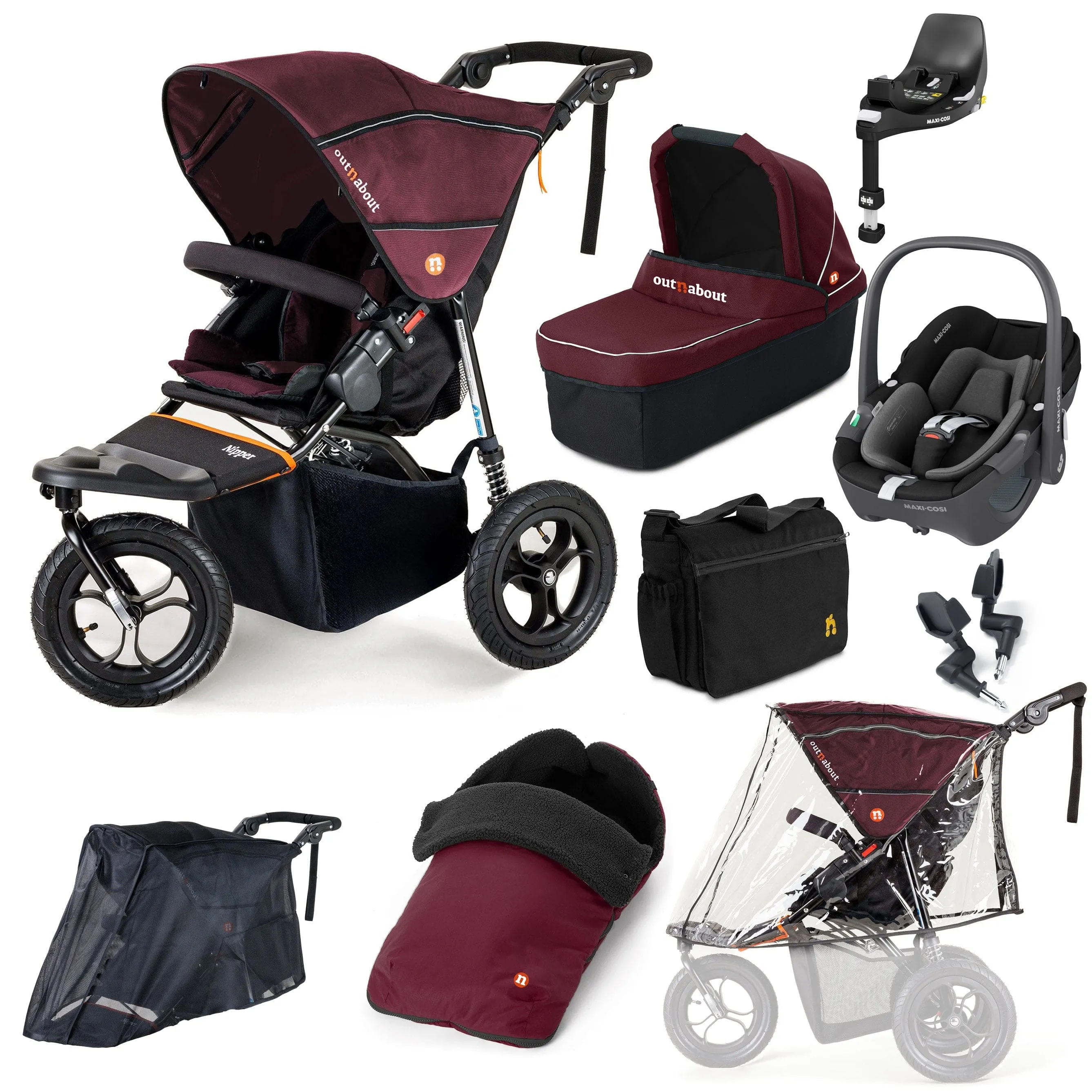 Out n About Nipper Single Maxi-Cosi Ultimate Bundle in Brambleberry Red