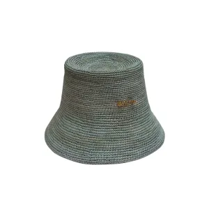 Packable toquilla straw Gina Hat - Blue