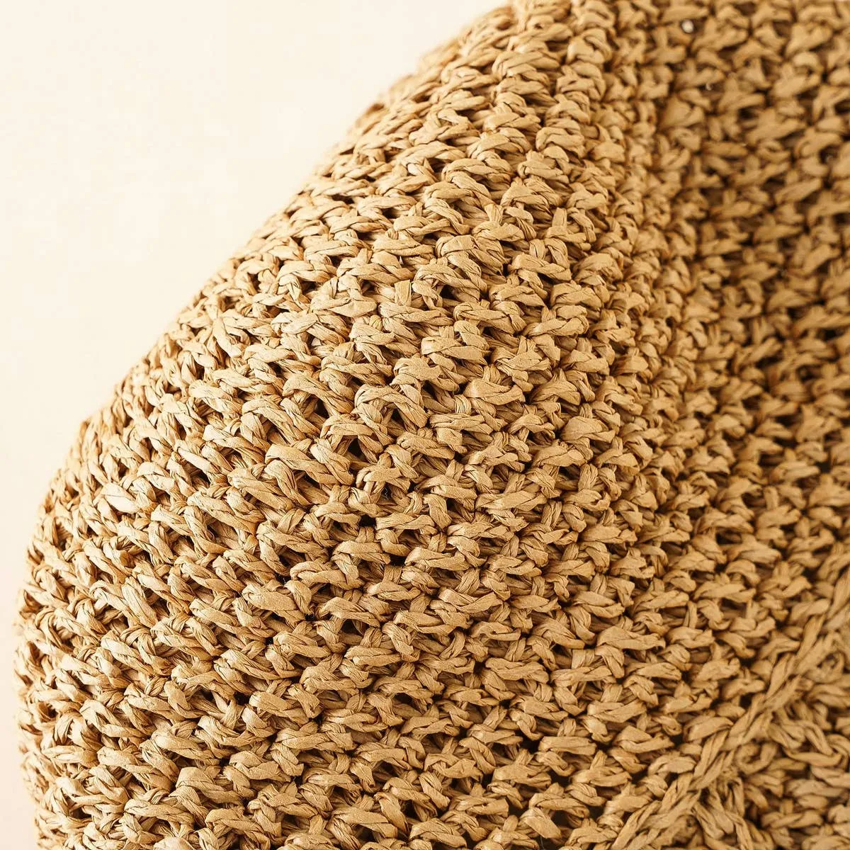 PASTORAL STYLE BEACH STRAW BUCKET HAT_CWAH1416: Brown / (OS) 1