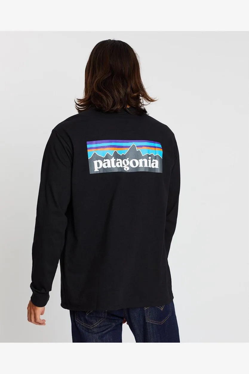PATAGONIA P-6 LOGO LONG SLEEVE RESPONSIBILI TEE - BLACK