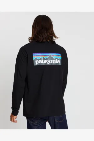 PATAGONIA P-6 LOGO LONG SLEEVE RESPONSIBILI TEE - BLACK