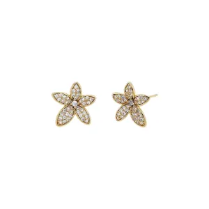 Pave Five Leaf Flower Stud Earring