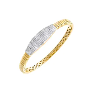 Pave Graduated Wide Bar Ridged Bangle Bracelet
