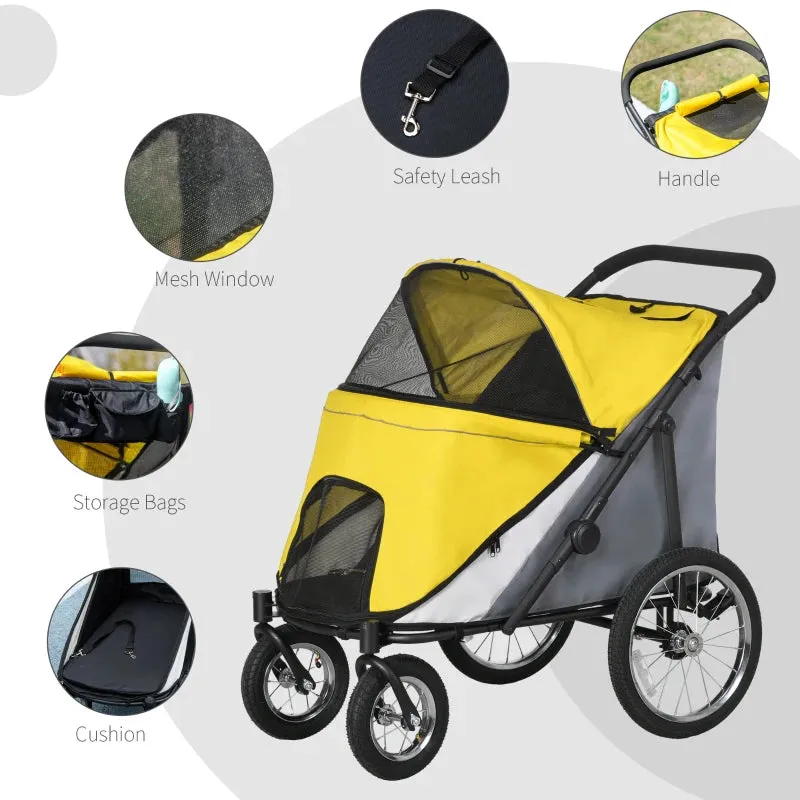 PawHut 197V Large Foldable 4-Wheel Pet Stroller Incl. Removable Cushion