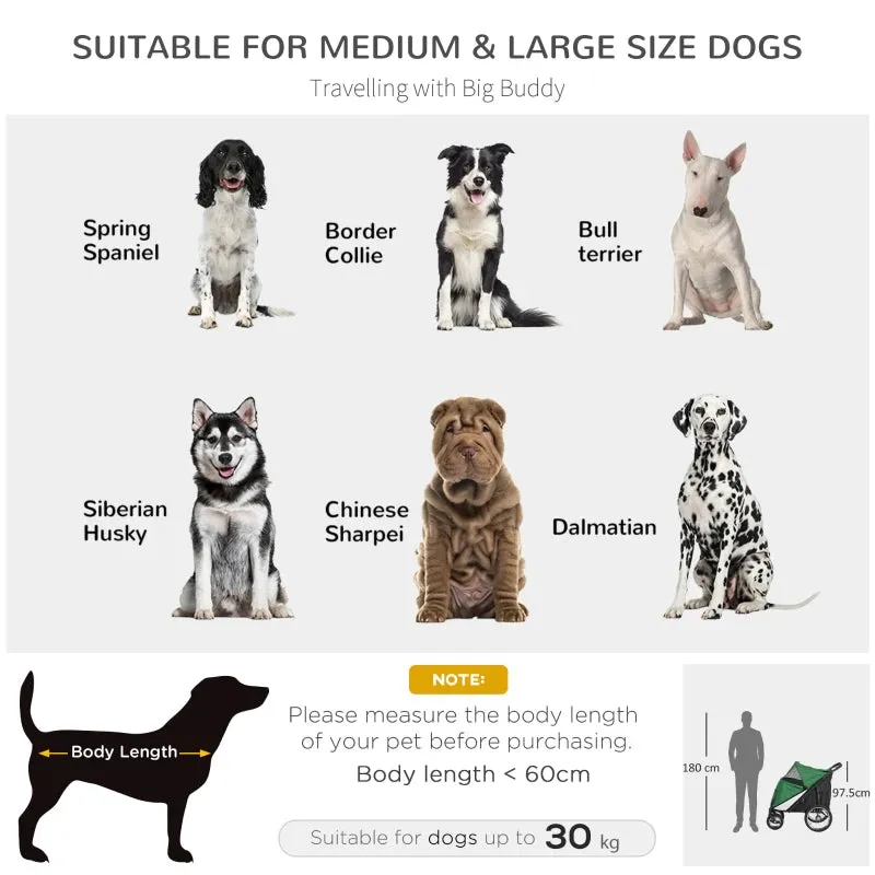 PawHut 197V Large Foldable 4-Wheel Pet Stroller Incl. Removable Cushion