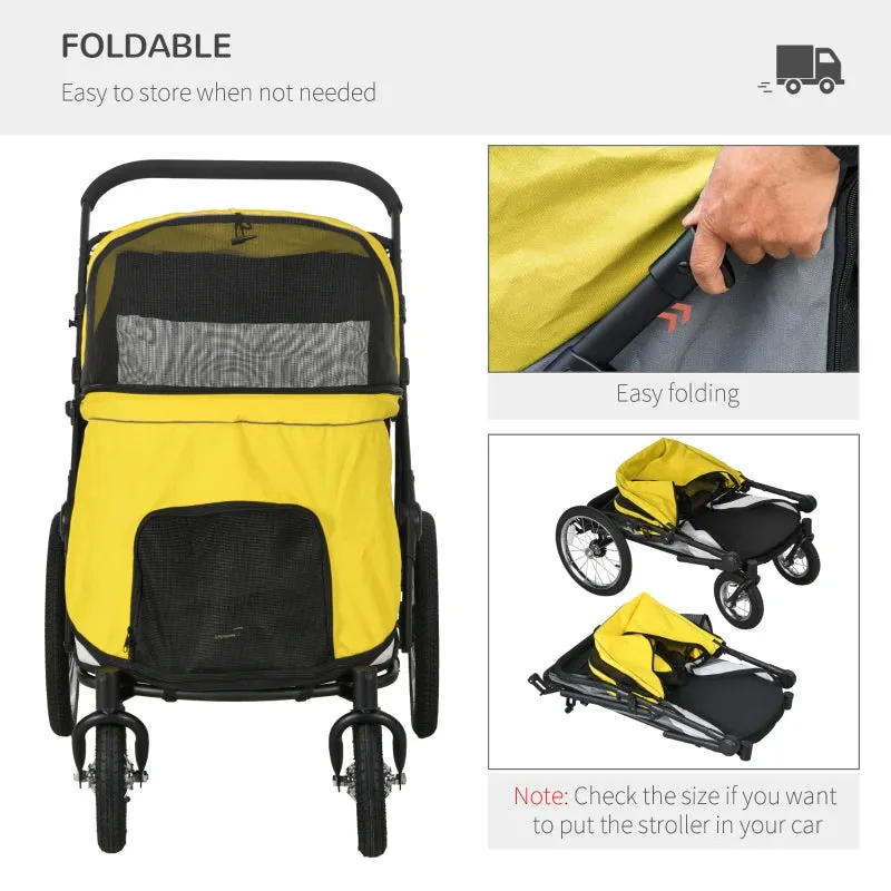 PawHut 197V Large Foldable 4-Wheel Pet Stroller Incl. Removable Cushion