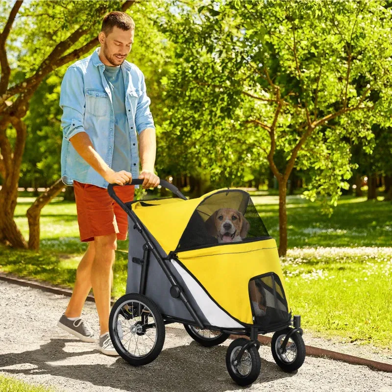 PawHut 197V Large Foldable 4-Wheel Pet Stroller Incl. Removable Cushion