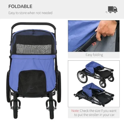 PawHut 197V Large Foldable 4-Wheel Pet Stroller Incl. Removable Cushion