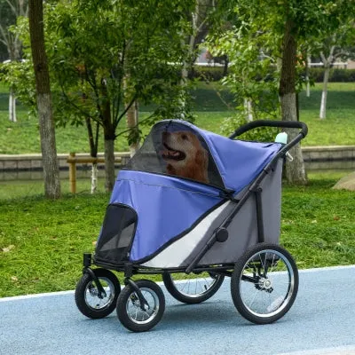 PawHut 197V Large Foldable 4-Wheel Pet Stroller Incl. Removable Cushion