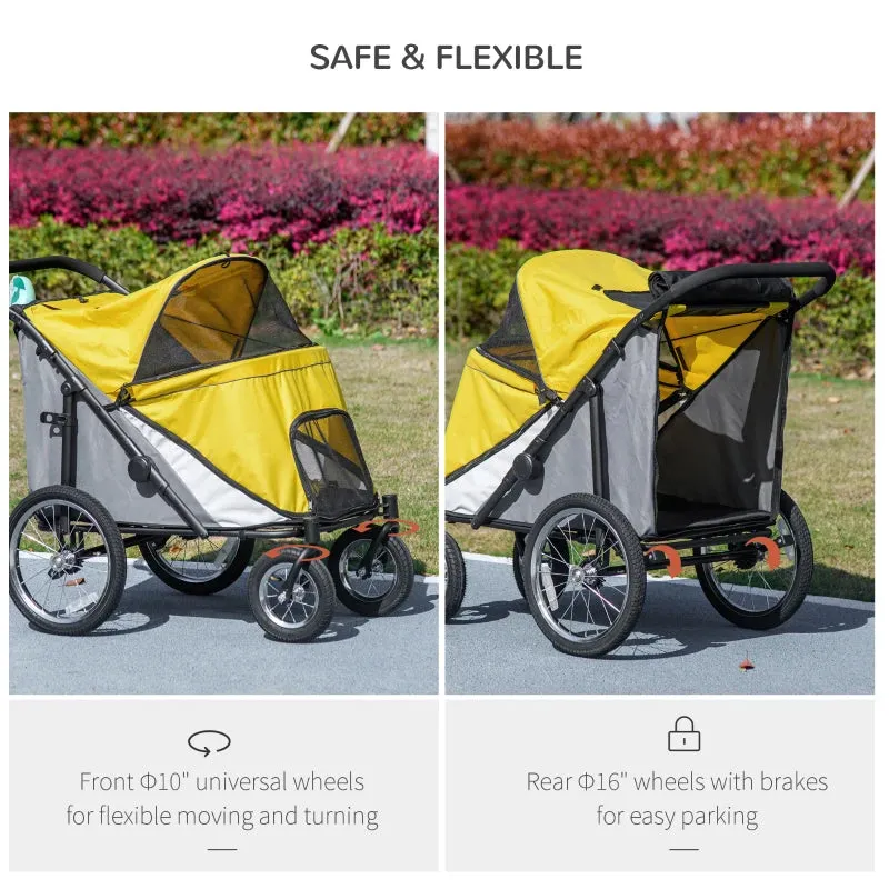 PawHut 197V Large Foldable 4-Wheel Pet Stroller Incl. Removable Cushion