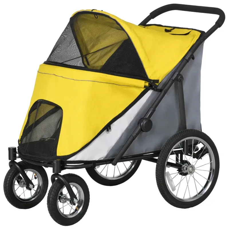 PawHut 197V Large Foldable 4-Wheel Pet Stroller Incl. Removable Cushion