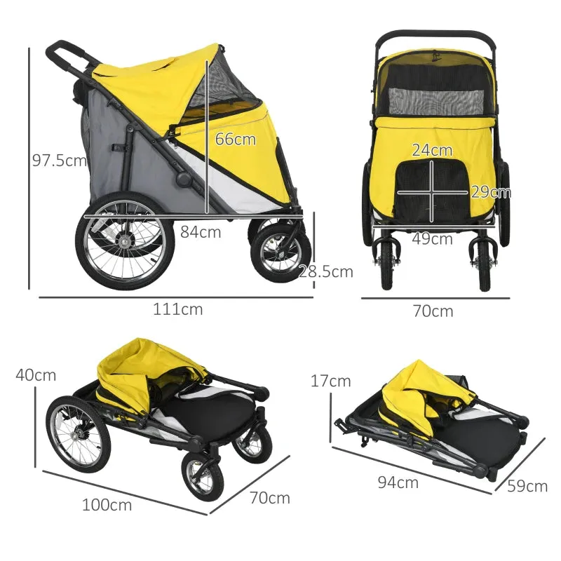 PawHut 197V Large Foldable 4-Wheel Pet Stroller Incl. Removable Cushion
