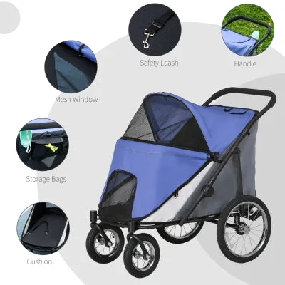 PawHut 197V Large Foldable 4-Wheel Pet Stroller Incl. Removable Cushion