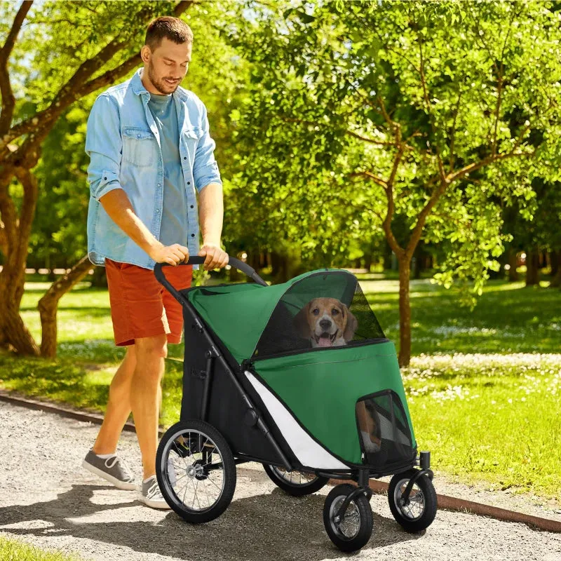 PawHut 197V Large Foldable 4-Wheel Pet Stroller Incl. Removable Cushion