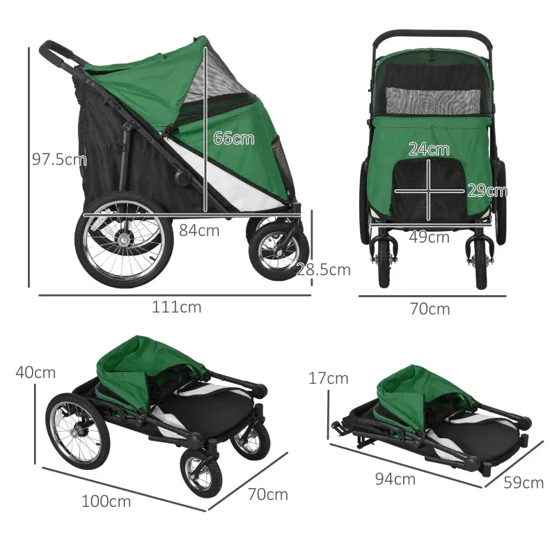 PawHut 197V Large Foldable 4-Wheel Pet Stroller Incl. Removable Cushion
