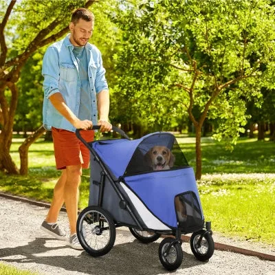 PawHut 197V Large Foldable 4-Wheel Pet Stroller Incl. Removable Cushion