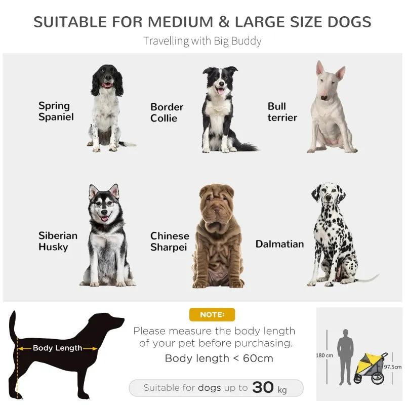 PawHut 197V Large Foldable 4-Wheel Pet Stroller Incl. Removable Cushion