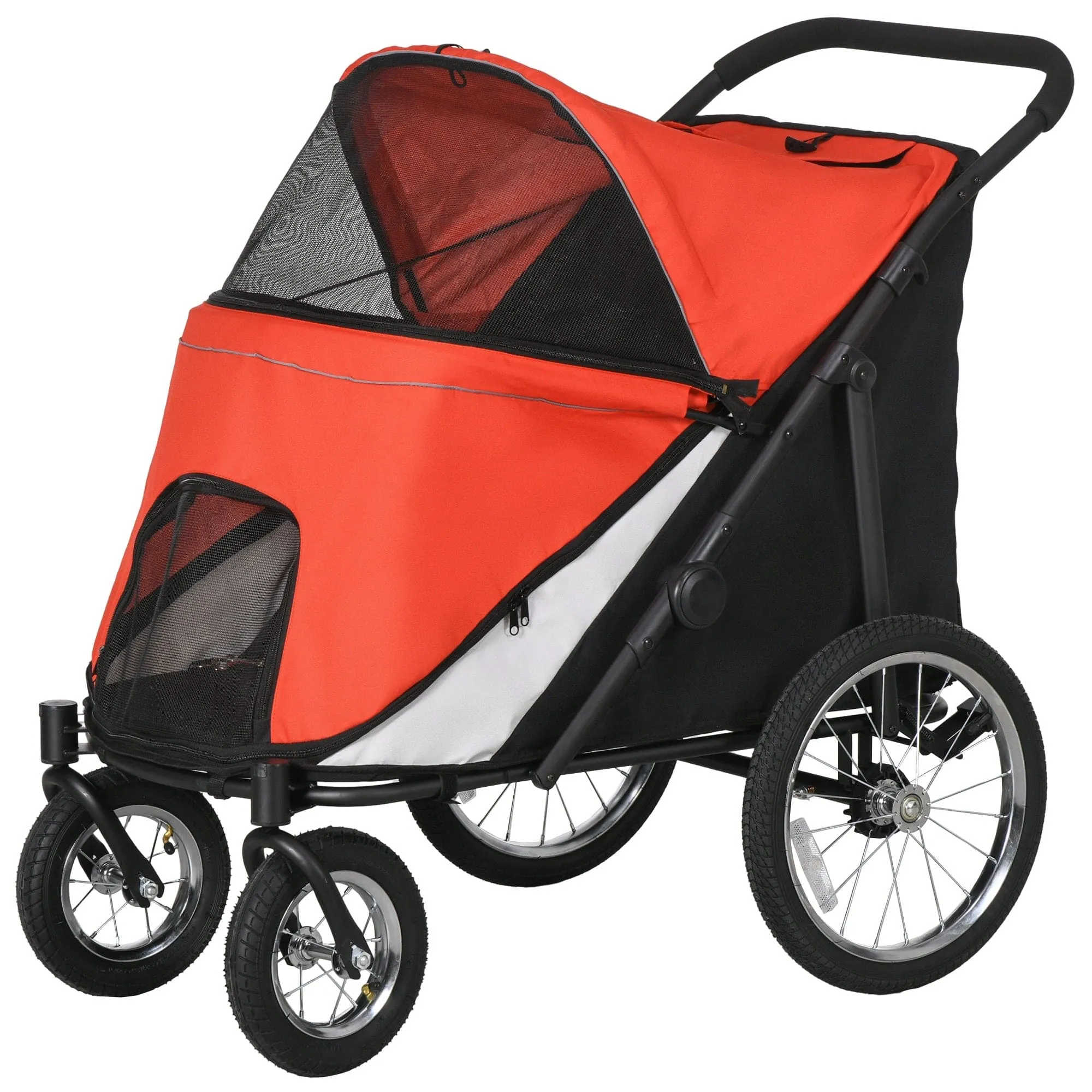 PawHut 197V Large Foldable 4-Wheel Pet Stroller Incl. Removable Cushion