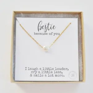 Pearl Necklace Gold, Bestie Necklace, BFF Gift, Friendship Necklace, Bestfriend Gift, Best friend Birthday gift, Friend birthday,(02-001)