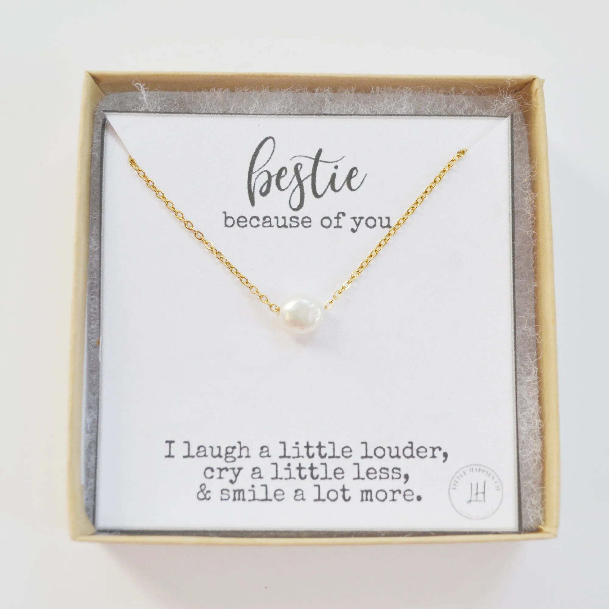 Pearl Necklace Gold, Bestie Necklace, BFF Gift, Friendship Necklace, Bestfriend Gift, Best friend Birthday gift, Friend birthday,(02-001)