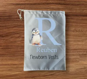 Penguin Blue Personalised Storage bag medium size