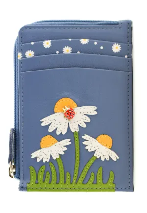 Peony Card & Coin Holder Blue - Mala Leather