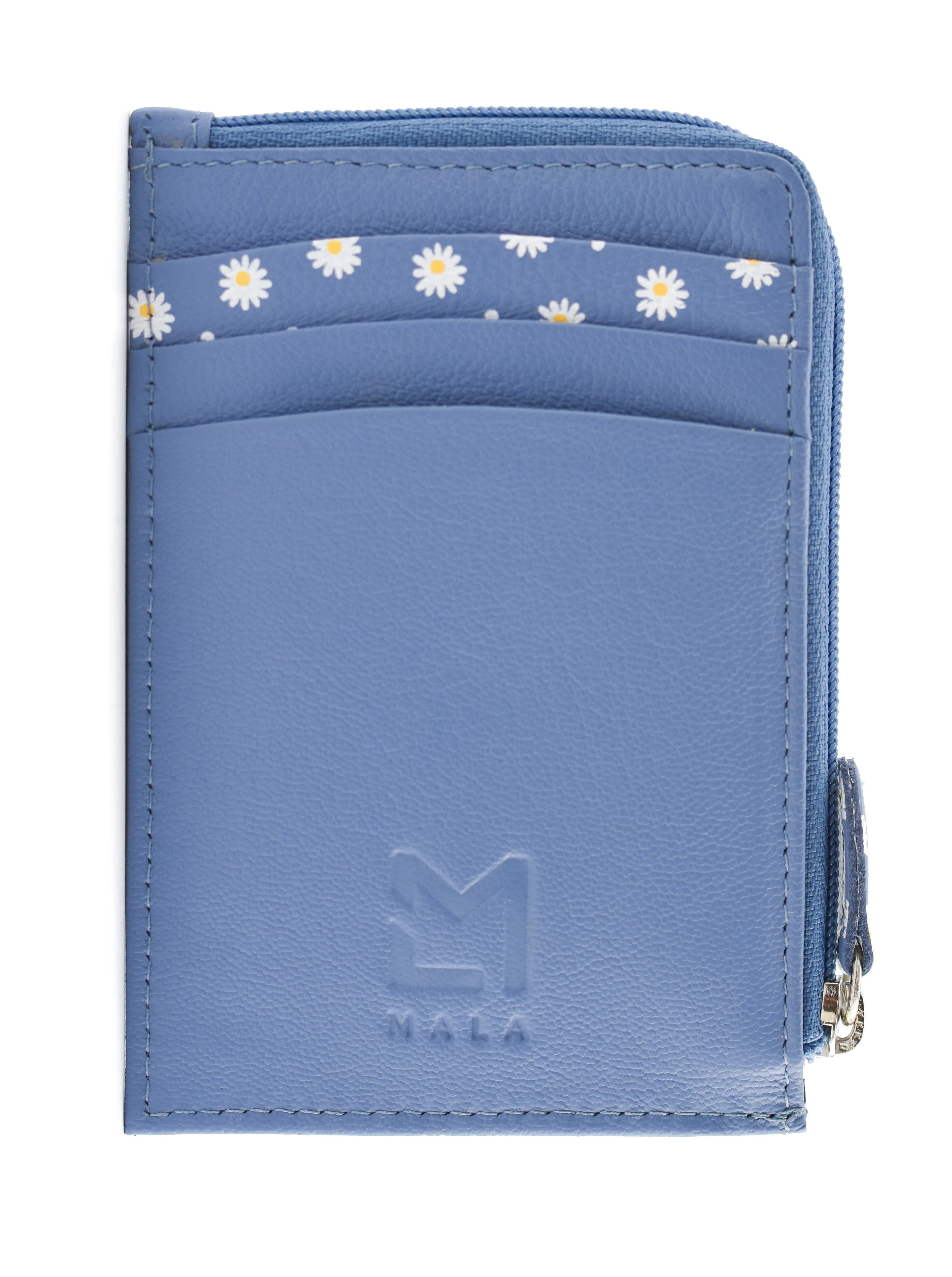 Peony Card & Coin Holder Blue - Mala Leather