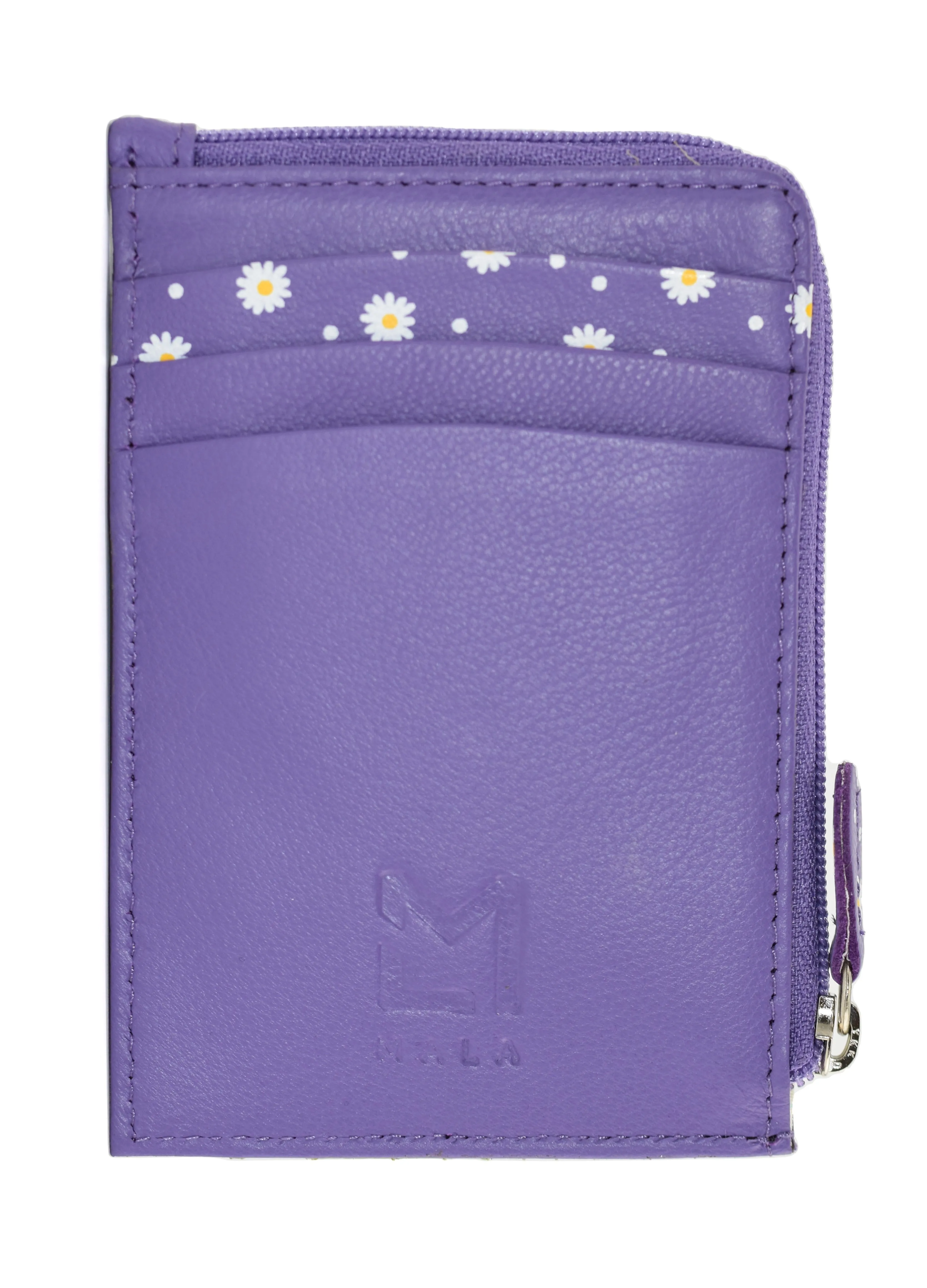 Peony Card & Coin Holder Purple - Mala Leather