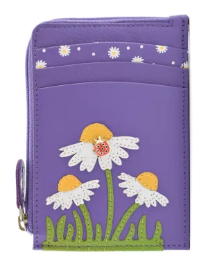 Peony Card & Coin Holder Purple - Mala Leather