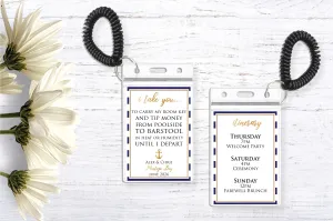 Personalized Destination Wedding Room Key Holder and Itinerary - Nautical Wedding