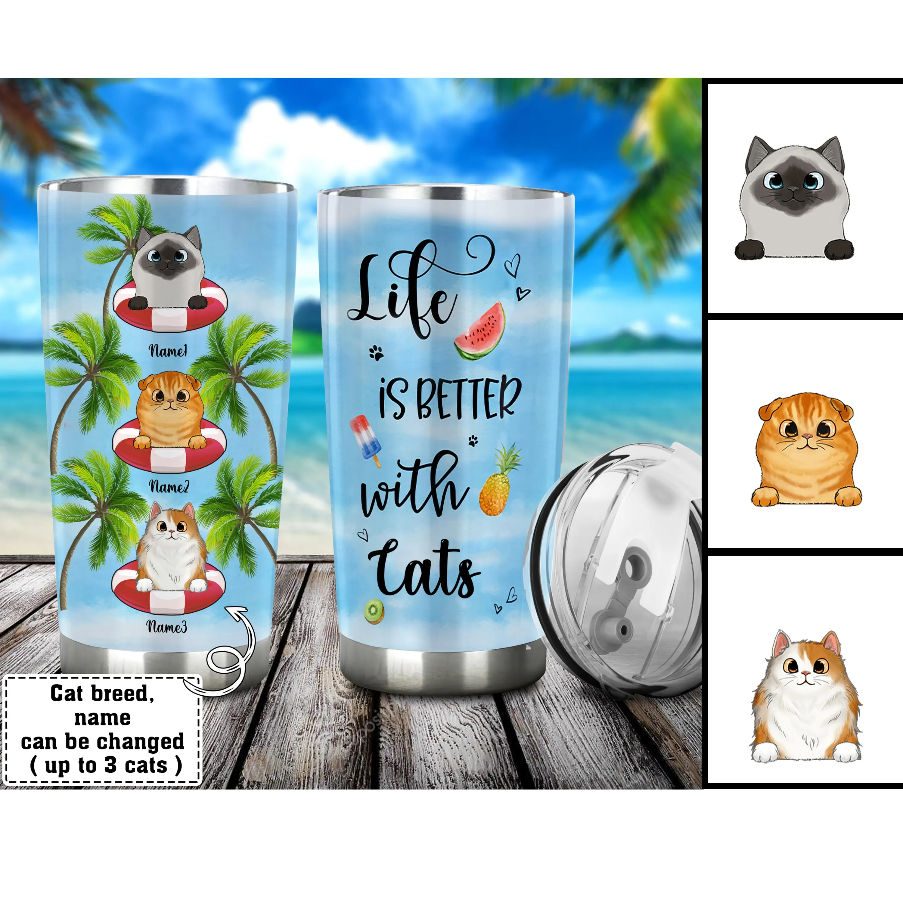 Personalized Tumbler- Cat Lovers-HTV