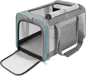 Pet Carrier for Large Cats 20 Lbs  / Soft Sided Small Dog Travel Carrier Top Load/Collapsible Carrier Bag for Big Cat / 2 Kittens Sturdy Transport Carrier Long Trips/Medium Cats 15 Pounds