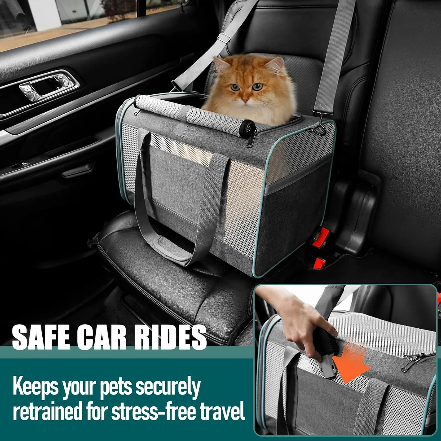 Pet Carrier for Large Cats 20 Lbs  / Soft Sided Small Dog Travel Carrier Top Load/Collapsible Carrier Bag for Big Cat / 2 Kittens Sturdy Transport Carrier Long Trips/Medium Cats 15 Pounds