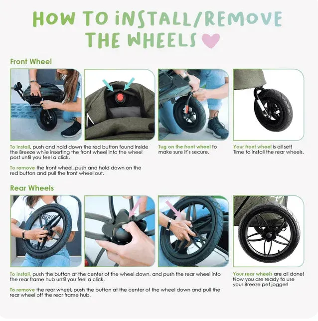 Petique Breeze Pet Jogger Stroller incl. Free Rain Cover & Bike Adapter