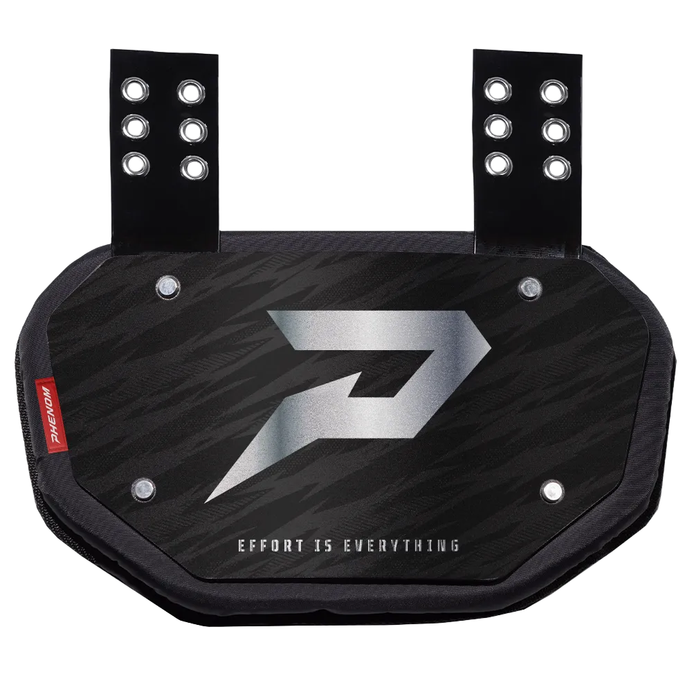 Phenom Elite Football Back Plate - Black with Chrome P Logo