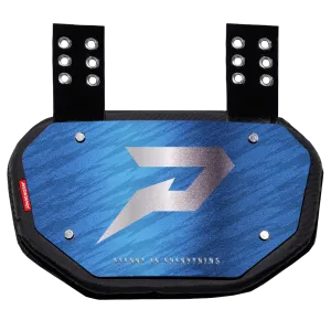 Phenom Elite Football Back Plate - Columbia Blue with Chrome P Logo