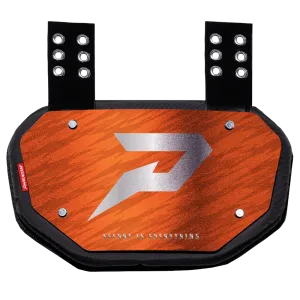 Phenom Elite Football Back Plate - Orange with Chrome P Logo