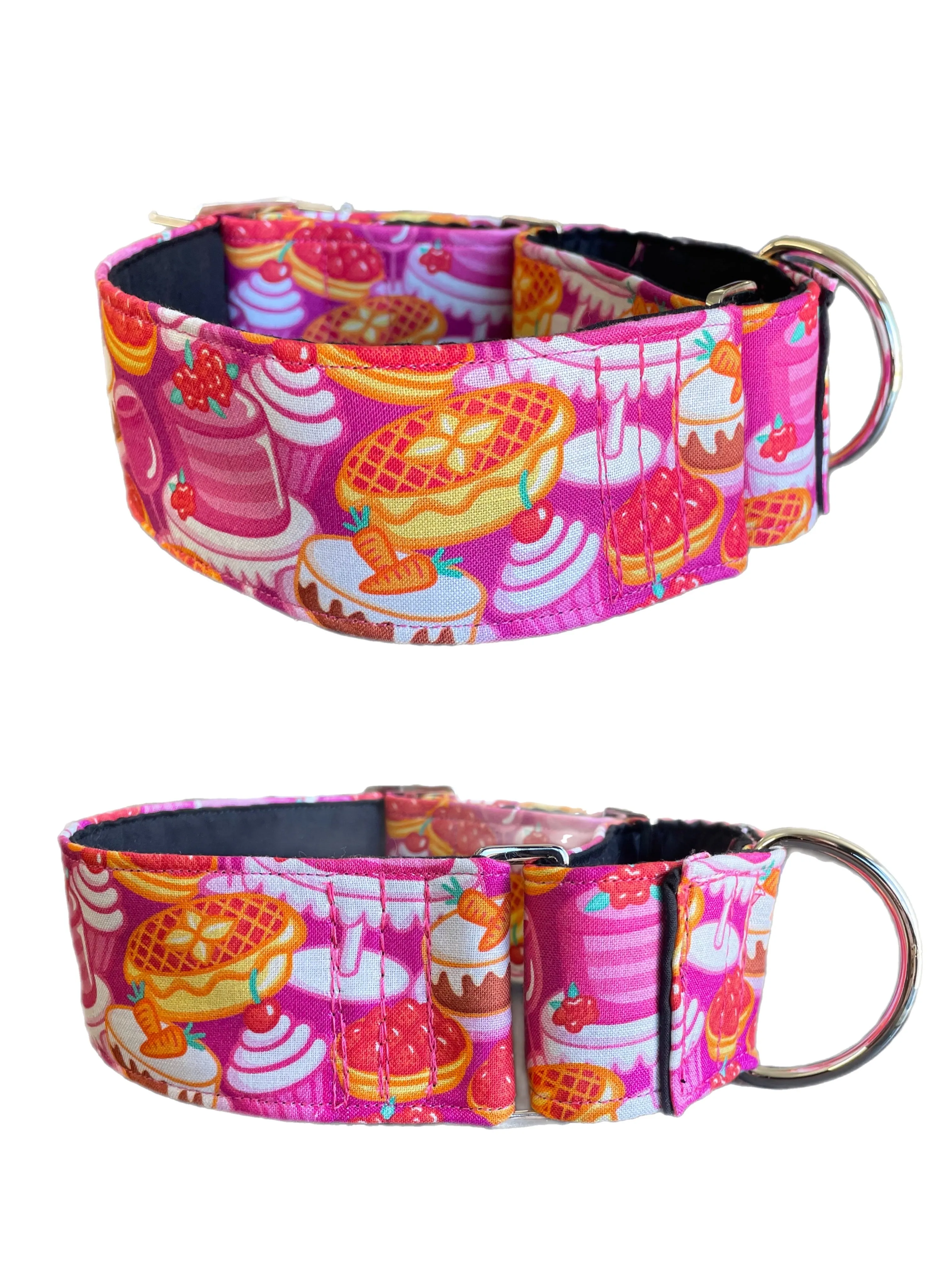 Pink cupcakes and tarts Greyhound Martingale collar cotton covered 50mm width super soft