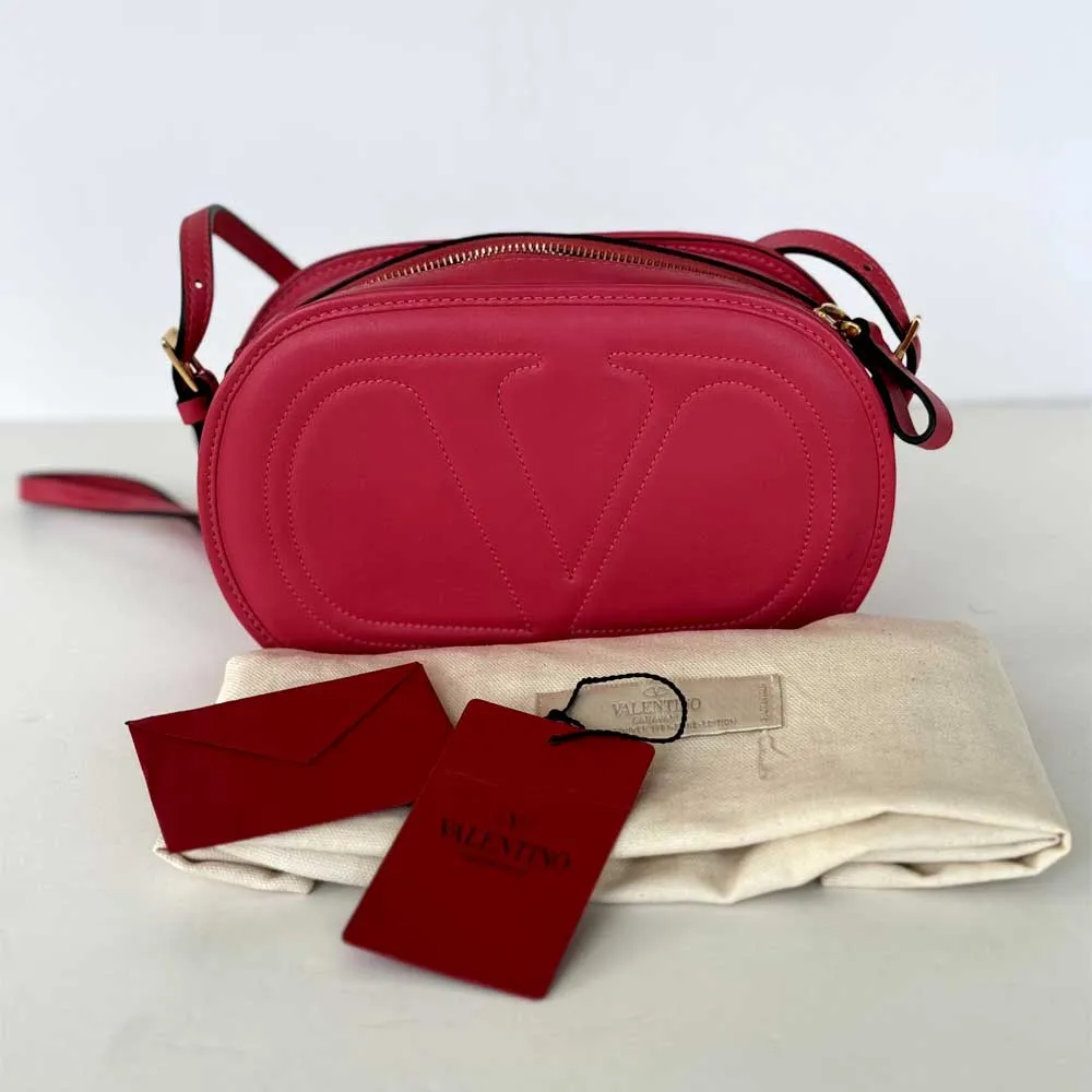 Pink V Logo Camera Bag
