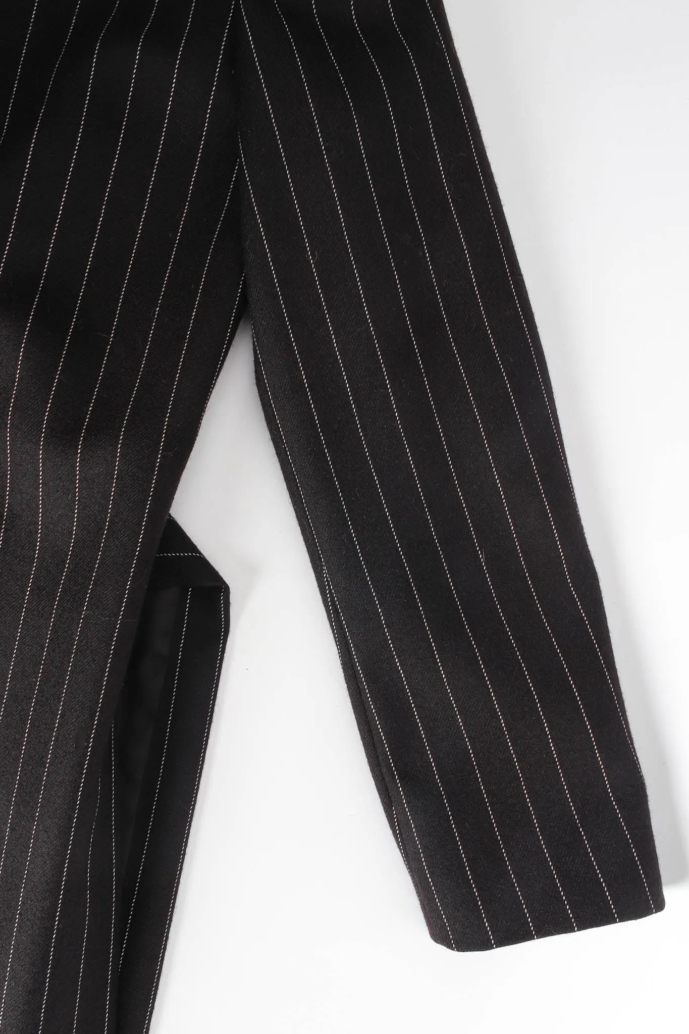 Pinstripe High Slit Wool Coat