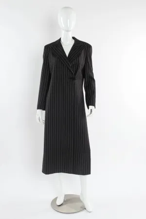 Pinstripe High Slit Wool Coat
