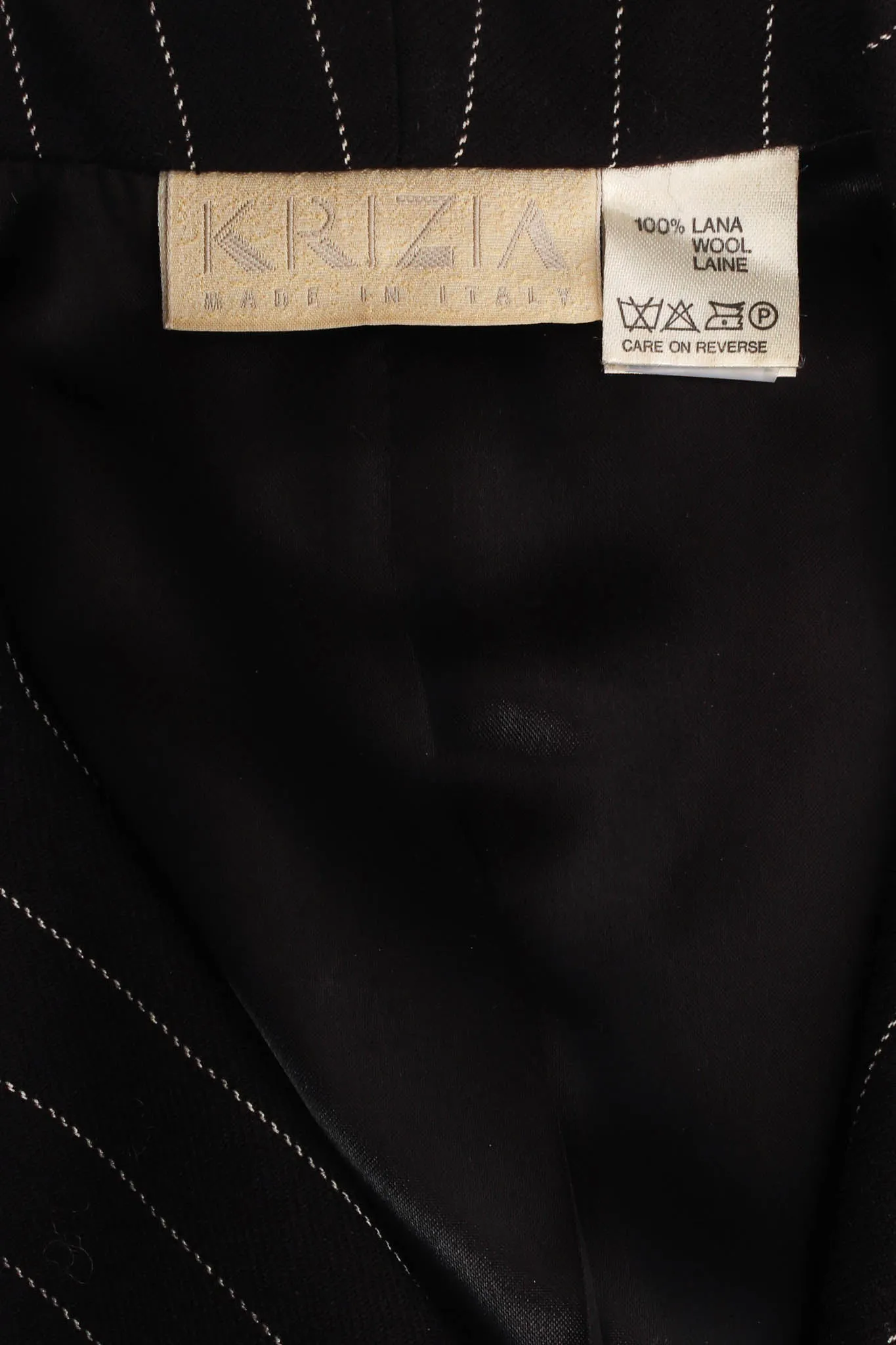 Pinstripe High Slit Wool Coat