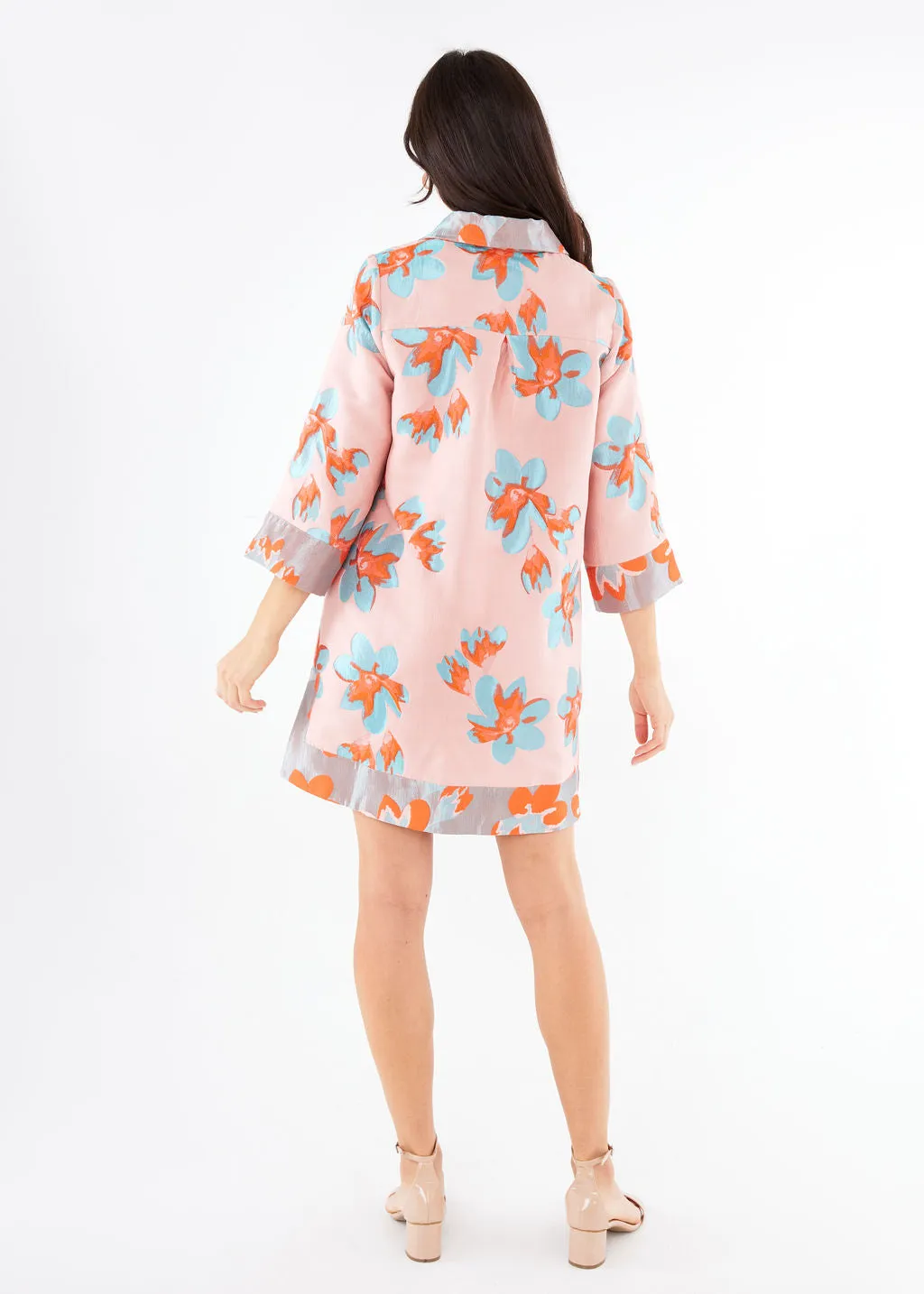 Piper Caftan Pink Plumeria Jacquard