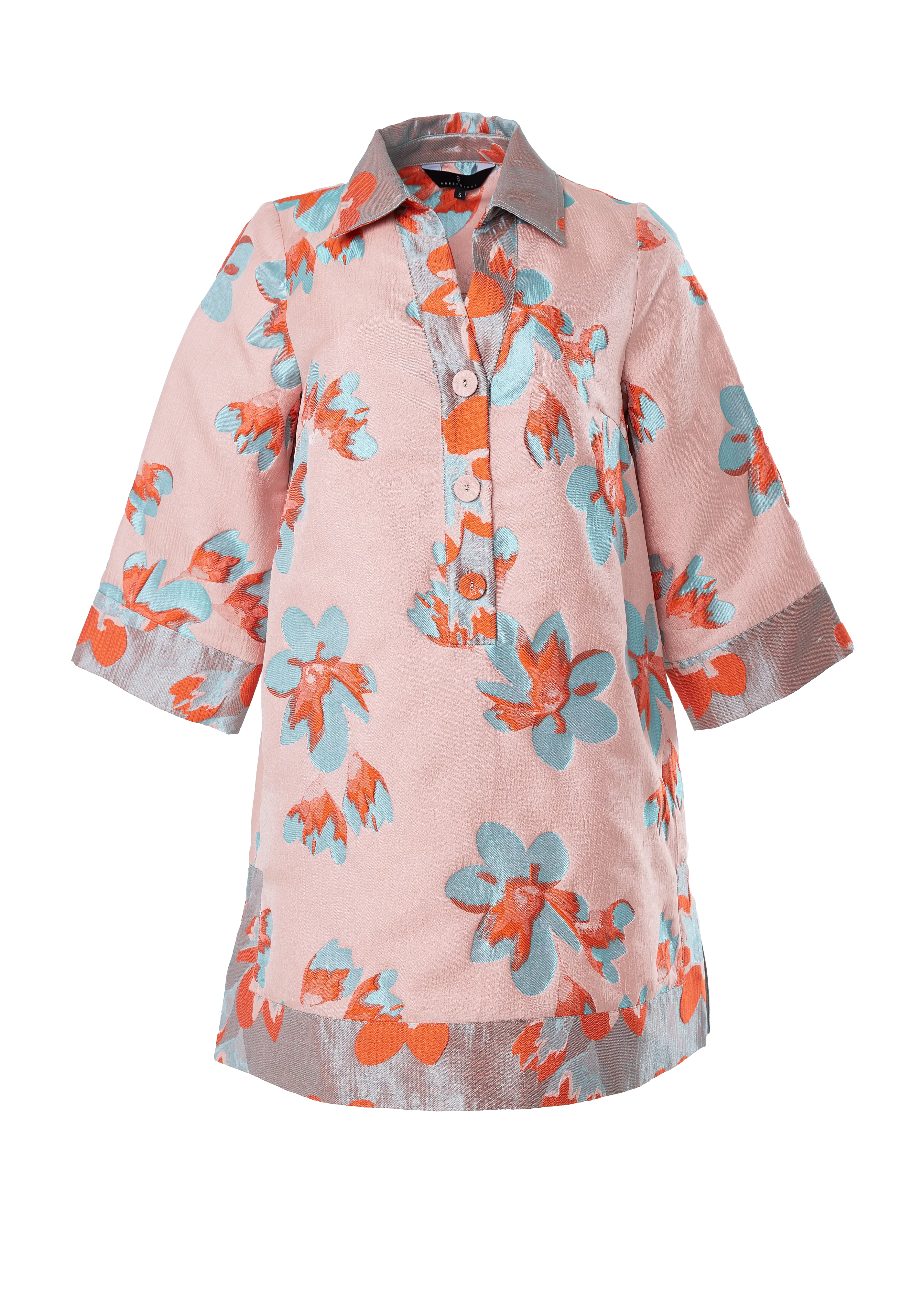 Piper Caftan Pink Plumeria Jacquard